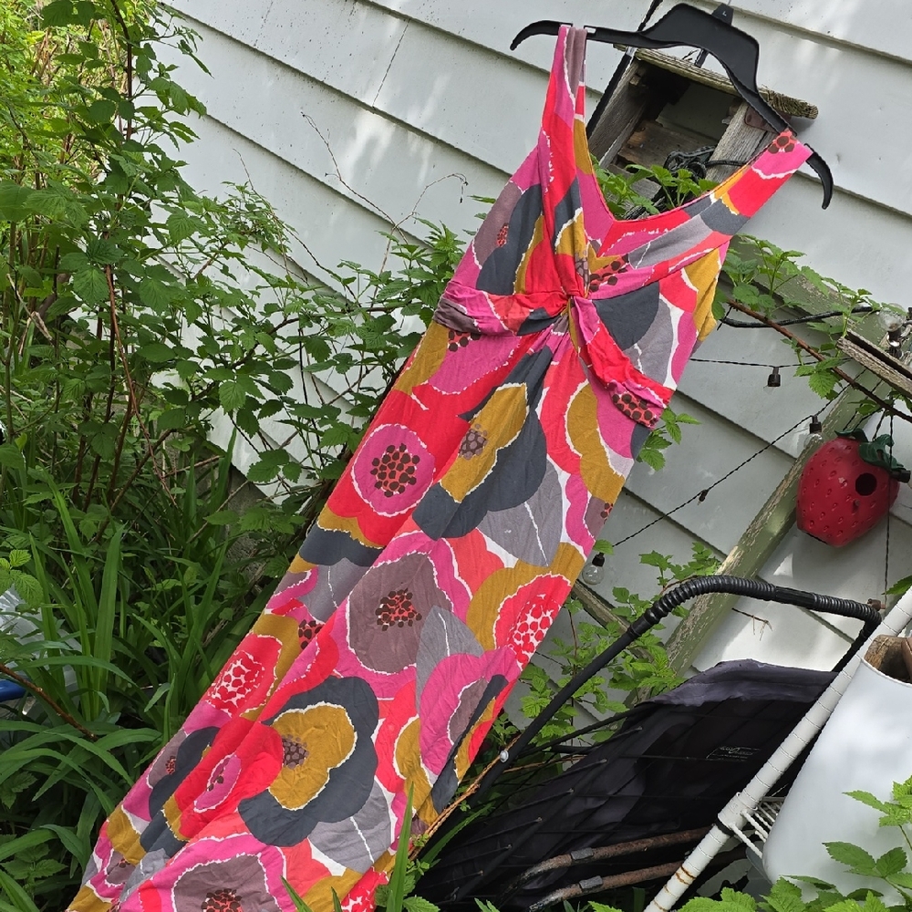 Boden BIG Flower Print Maxi Stretch  Dress Size L / 10